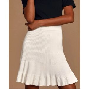 Free People Solid Gold‎ Cream Knit Sweater Skirt M Balletcore Soft Girl Ruffle